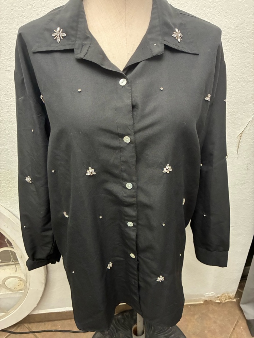 Style Envy Black Jacket with Jewel Detail